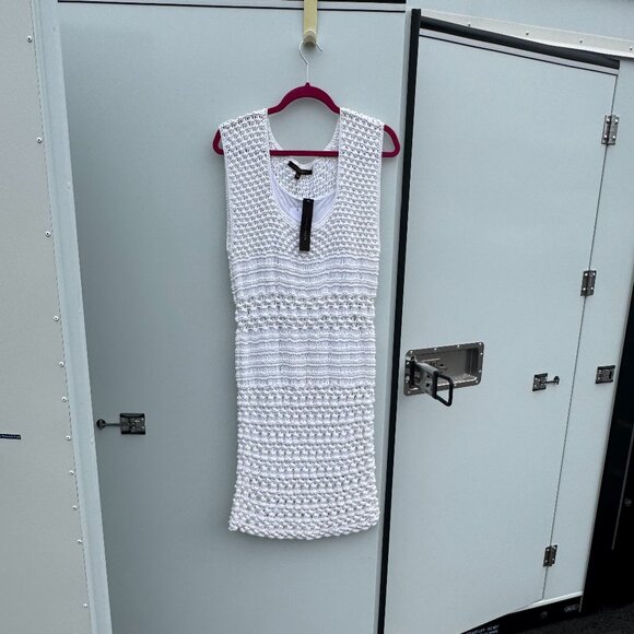 Cynthia Steffe White Crochet Knit Sheath Dress - Size L - Picture 1 of 3